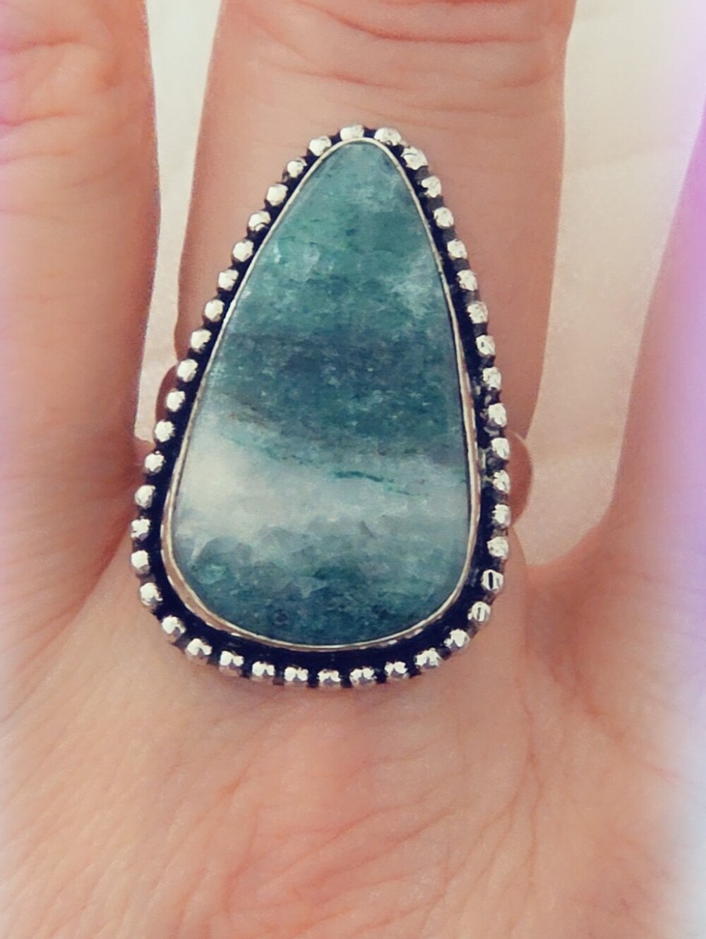 Adjustable Gemstone Statement Ring Overlay Sterling Silver Plated